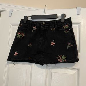 Boutique Embroidered Floral Denim Skirt